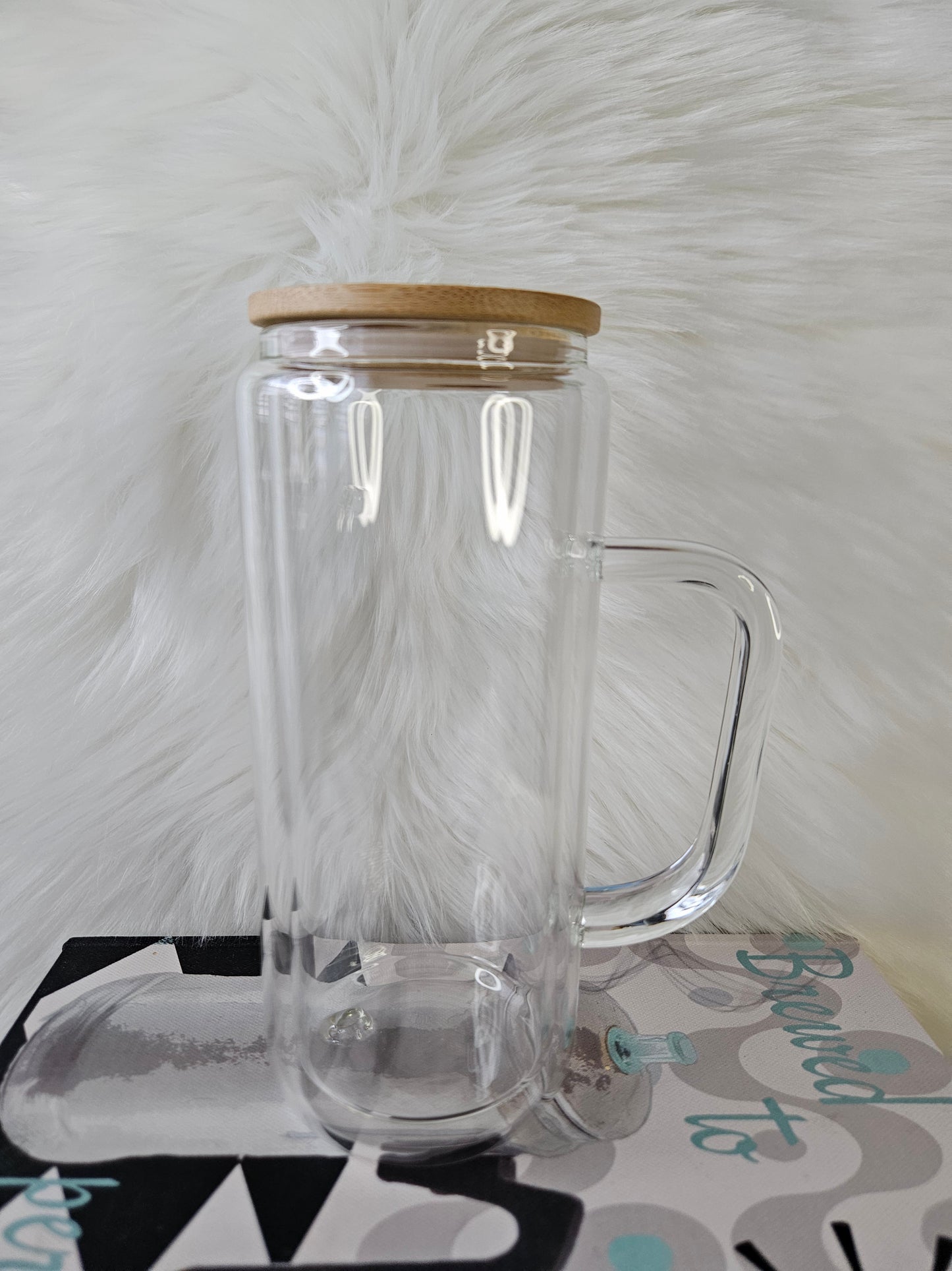16oz Glass Snowglobe Cup with handle