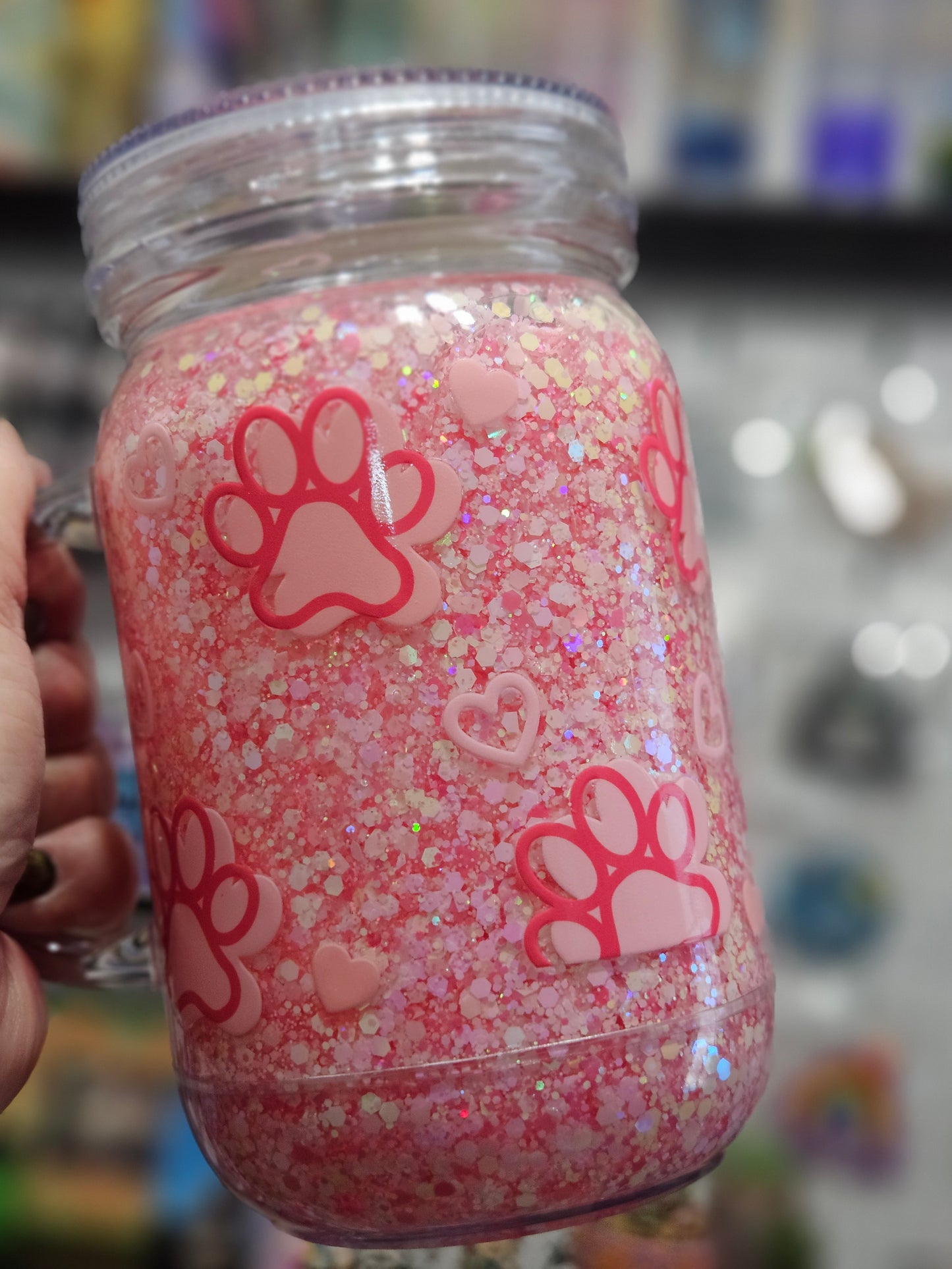 Pink Paws Mason Jar