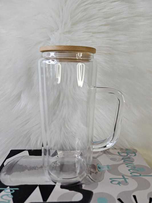 16oz Glass Snowglobe Cup with handle