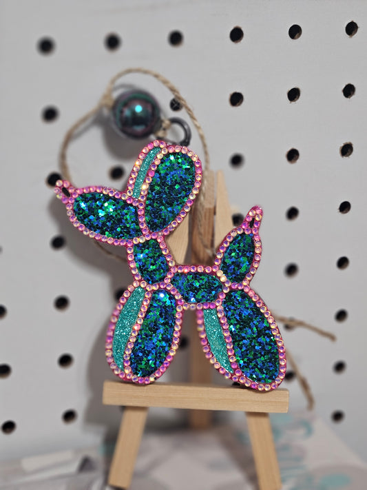 Bubble Dog  Teal Rhinestones