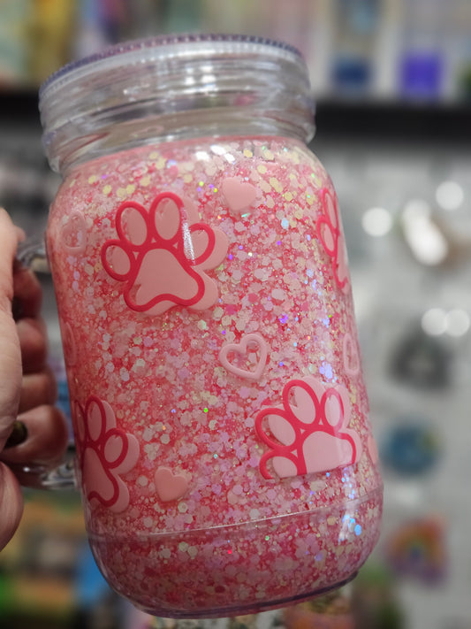 Pink Paws Mason Jar